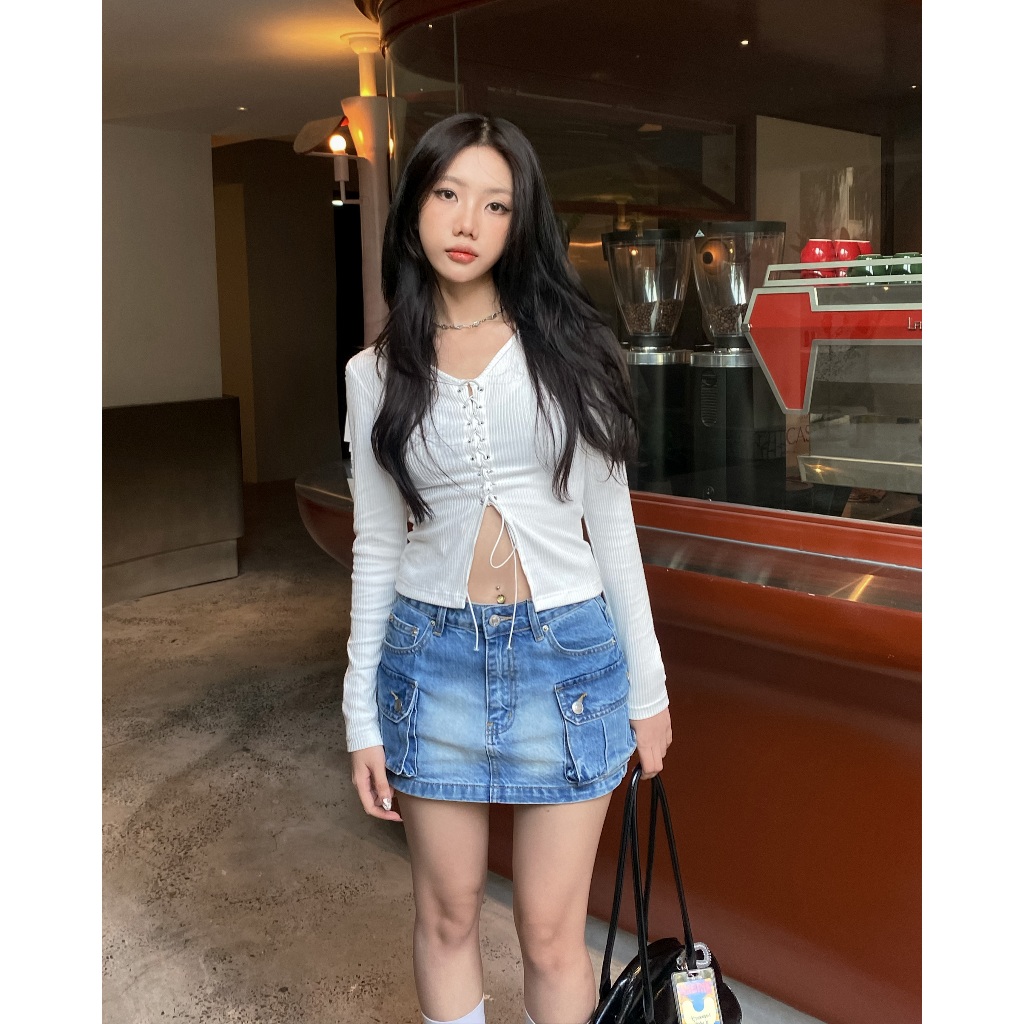 Chân Váy Jeans Nữ Túi Hộp PRADIES Cargo Denim Skirt