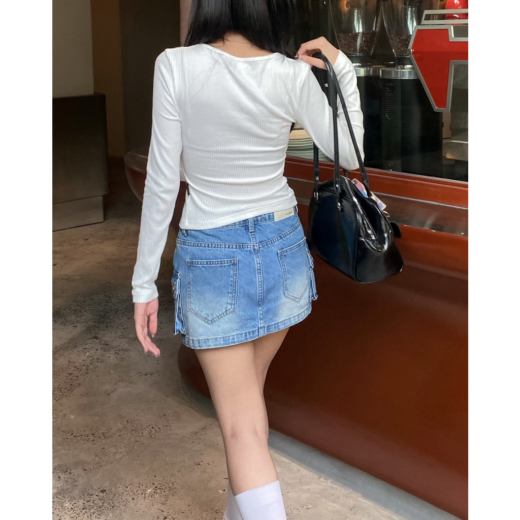 Chân Váy Jeans Nữ Túi Hộp PRADIES Cargo Denim Skirt