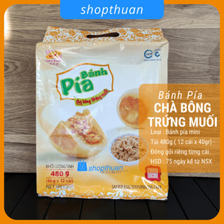 Bánh pía chà bông trứng muối Tân Huê Viên túi 480g (12 cái)