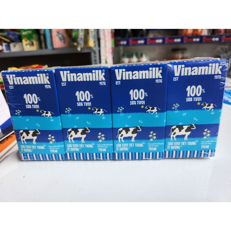 Sữa tươi tiệt trùng Vinamilk, lốc 4 hộp 110ml