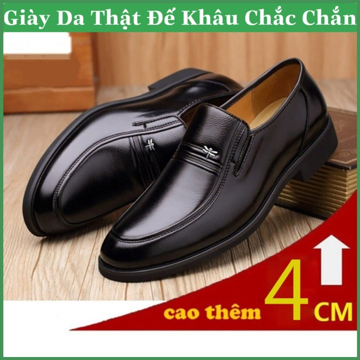 Giày tây nam công sở da bò mềm mại đế cao su phong cách sang trọng HT552