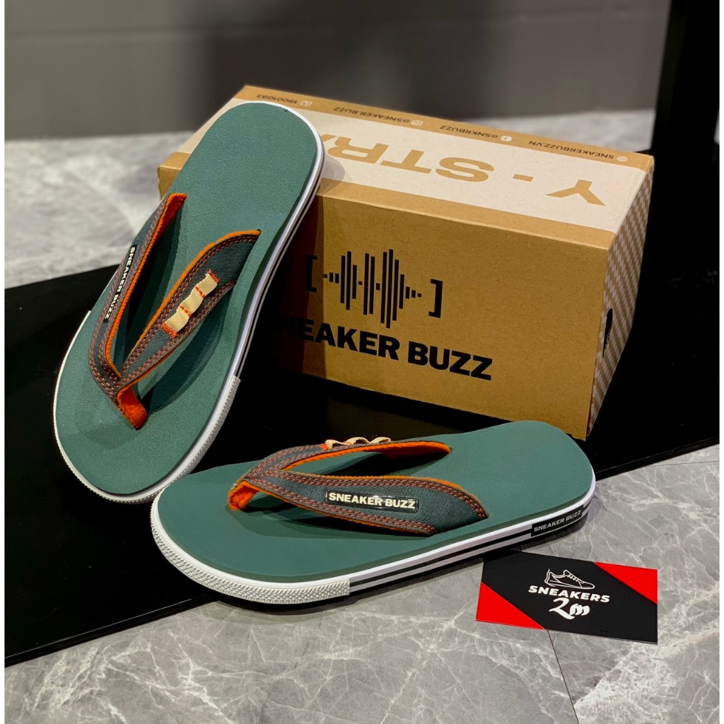 [ 2M Sneaker ] - Dép Sneaker Buzz Xanh Rêu Quai Họa Tiết