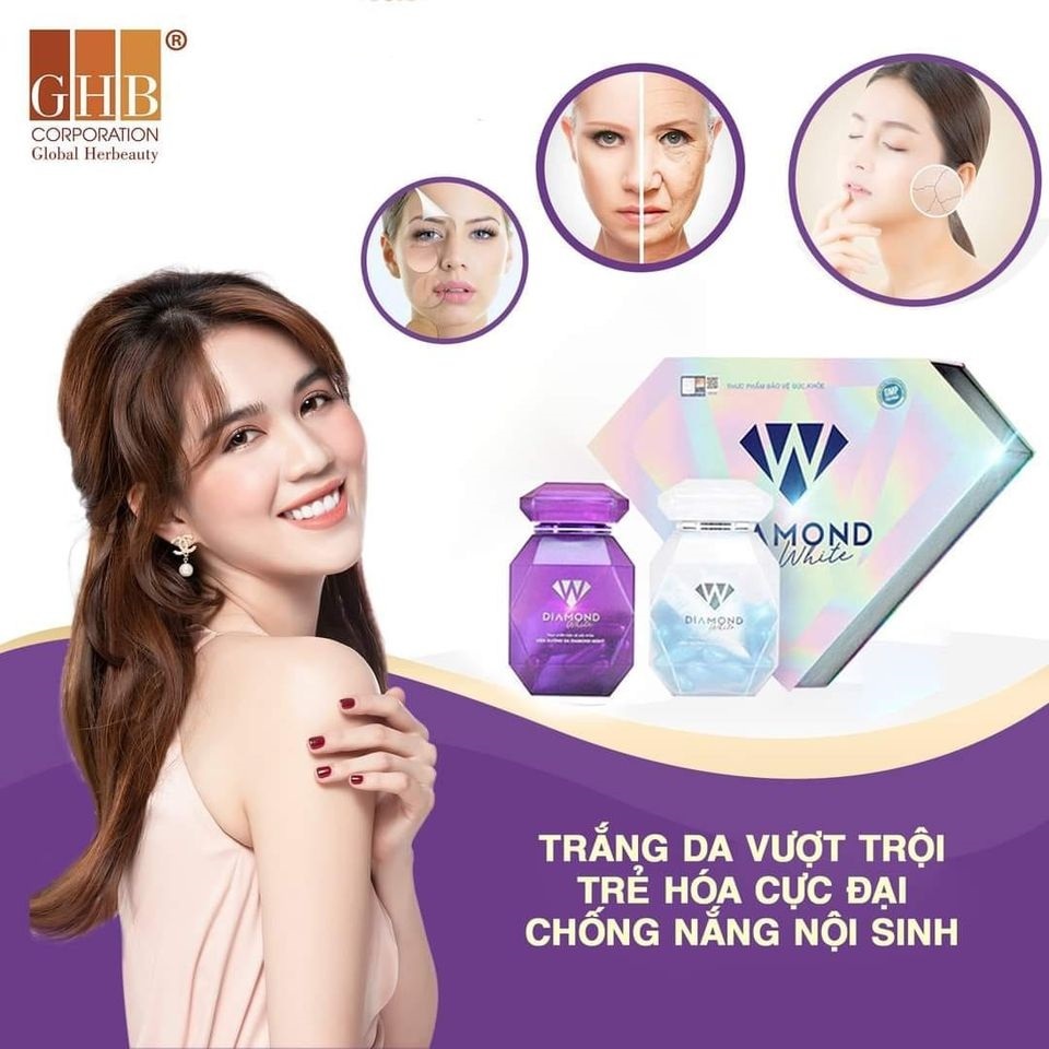 Viên uống trắng da Diamond white chính hãng, trắng da, mờ nám tàn nhang