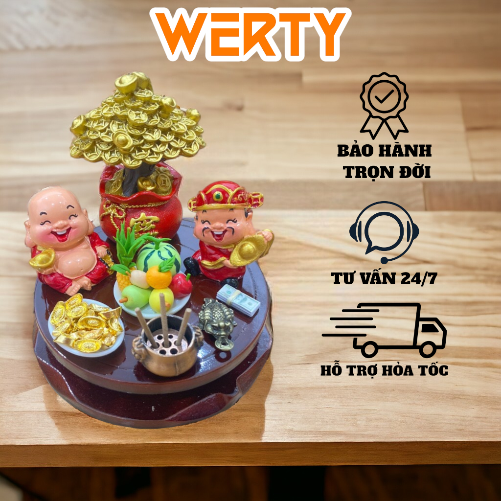 Bàn thờ mini mô hình bàn thờ thần tài ông địa phong thủy tài lộc trang trí bàn làm việc văn phòng