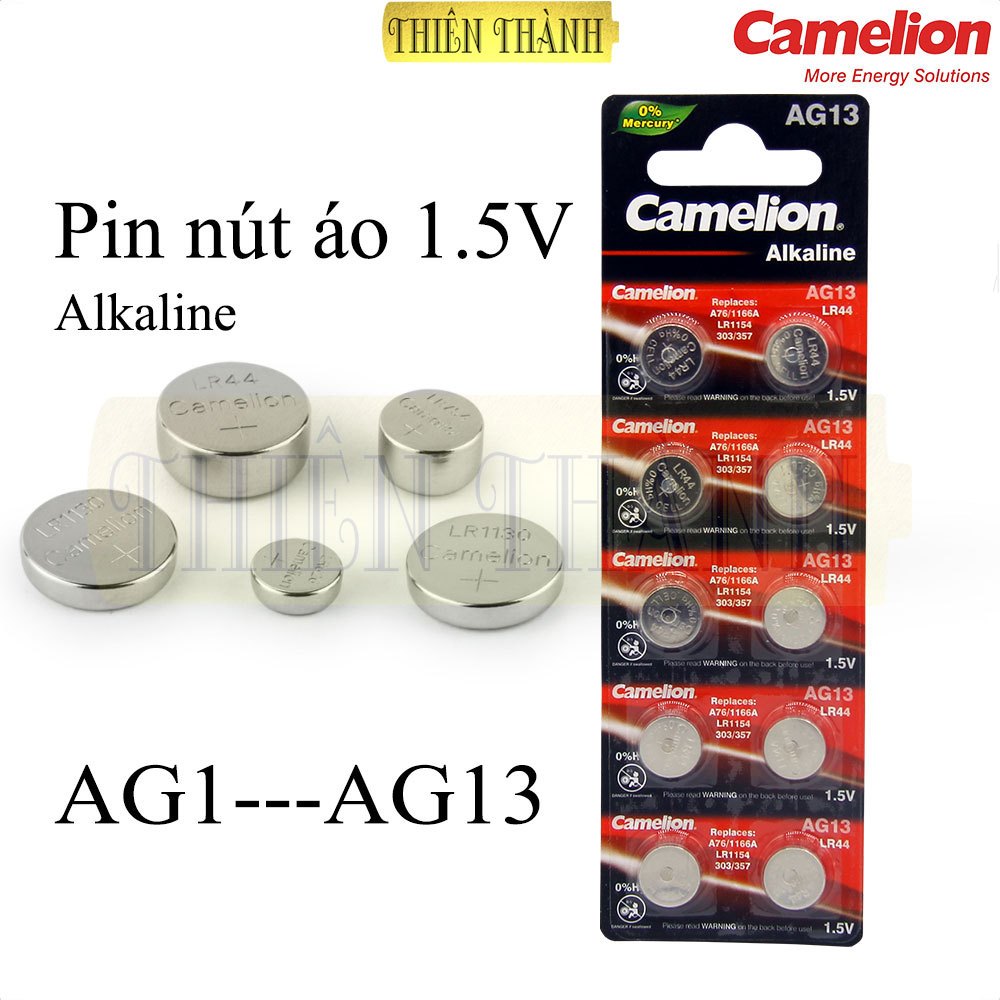 Pin Cúc Áo 10 Viên  AG1 (LR621), AG3 (LR41), AG4 (LR626), AG10 (LR1130), AG13 (LR44) - 1.5V Alkaline