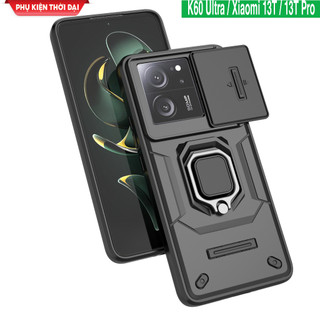 Ốp lưng Xiaomi 13T Pro / 13T / Redmi K60 Ultra / K70 / Poco F6 Pro che camera nắp trượt nhựa mỏng giá đỡ cao cấp