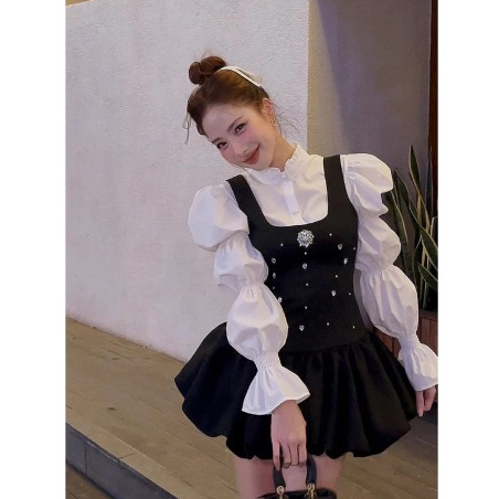 SET THIẾT KẾ BIGSIZE ÁO SƠ MI + ĐẦM ĐÍNH CƯỜM S467 (TÁO ĐỎ BIGSIZE 55-90KG)🍎🍎🍎