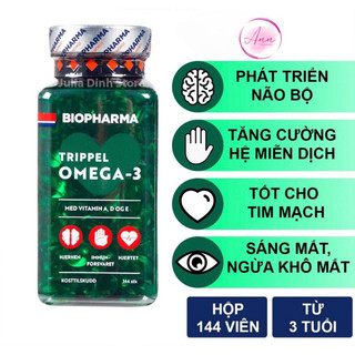Dầu cá Omega3 Biopharma Trippel Nauy hộp 144 viên