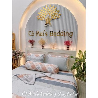 Bộ Ga Giường Lụa Tencel - Chéo Đỏ , Chống nhăn - kháng khuẩn - mềm mịn mát