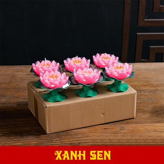 COMBO 2 Nến hình hoa sen có đế xanh