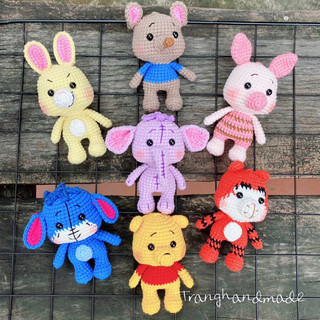 Móc khoá len gấu pooh và những người bạn, móc khoá handmade