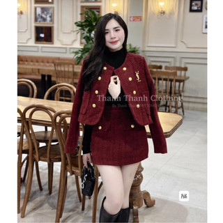 Áo dạ lông thỏ áo dạ tweed nữ khuy đồng sét dạ nữ siêu xinh chất đẹp