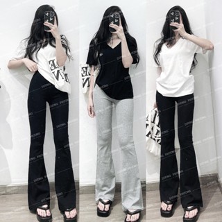 Quần thun nữ co giãn ống loe màu trơn, quần dài nữ lưng cao chất thun cotton hack dáng duongphuongjean - QU105