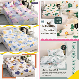 Bộ ga gối 3 món poly coton 1m5 và 1m8, Bộ ga gối cotton poly, drap giường poly, ga giường kèm 2 vỏ gối nằm hoạ tiết