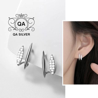 Khuyên tai bạc 925 layer khảm đá hai tầng bông nữ S925 GEOMETRIC QA SILVER Earrings EA231209