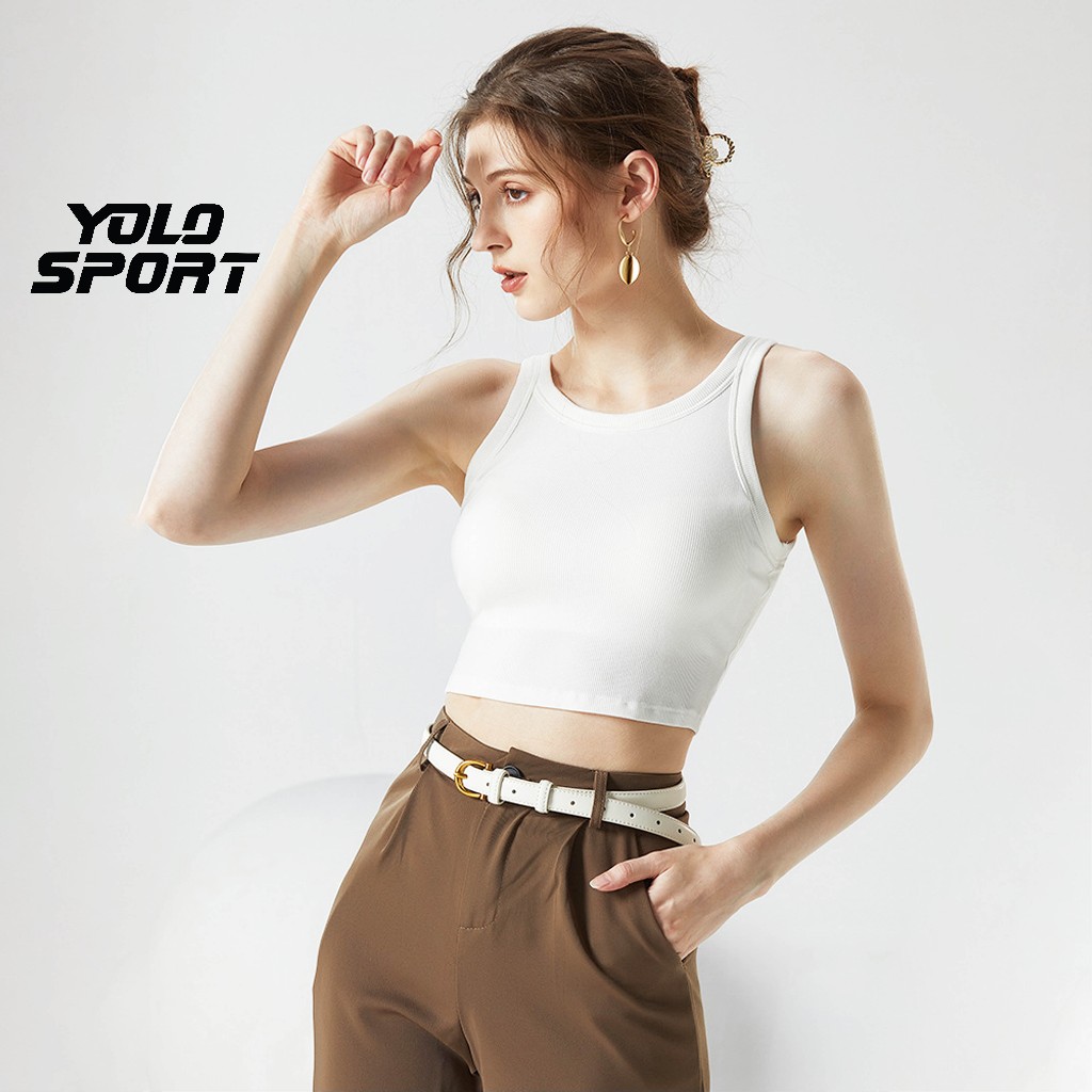 Áo Ba Lỗ Crop Top Có Mút Đúc May Liền Sẵn Cho Nữ Dạo Phố Tập Gym Yoga Chạy Bộ Thun Co Giãn 4 Chiều Năng Động Trẻ Trung