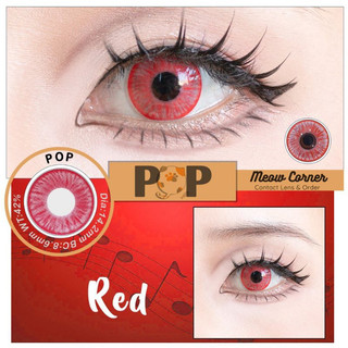 Lens cosplay màu ĐỎ- Pop full cận từ 0-8 độ Lens sáng màu mẫu mới nhất