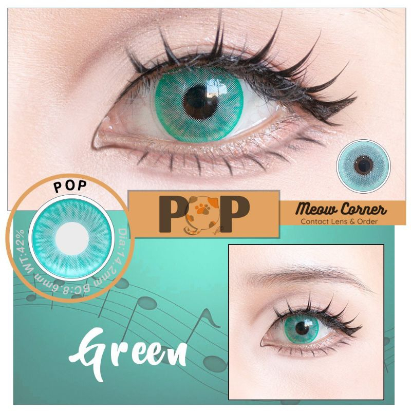 Lens cosplay màu XANH NGỌC- Pop full cận từ 0-8 độ Lens sáng màu mẫu mới nhất