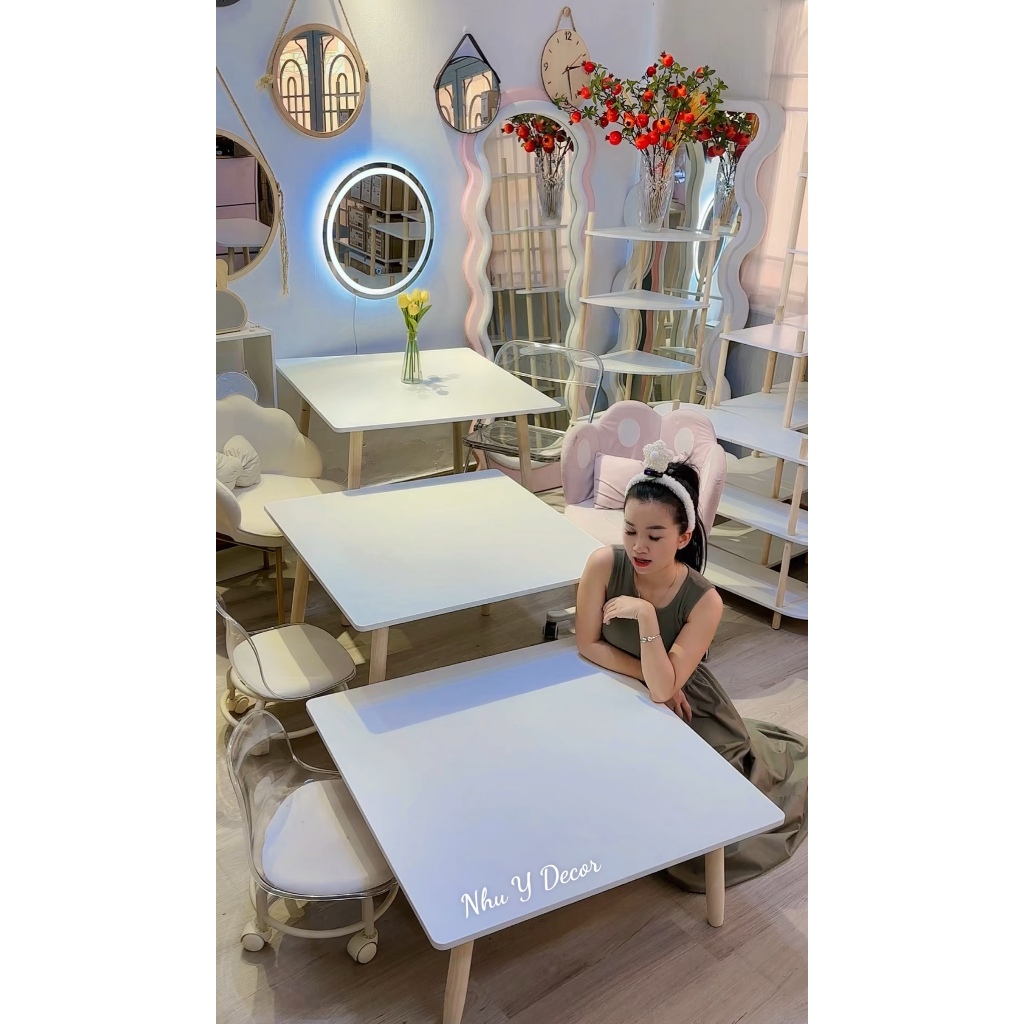 bàn vuông bàn ăn cơm gấp gọn bàn trà sofa kích thước 80x80cm có nhiều kích thước chân gấp gọn chắc chắn Nhu Y Decor | BigBuy360 - bigbuy360.vn