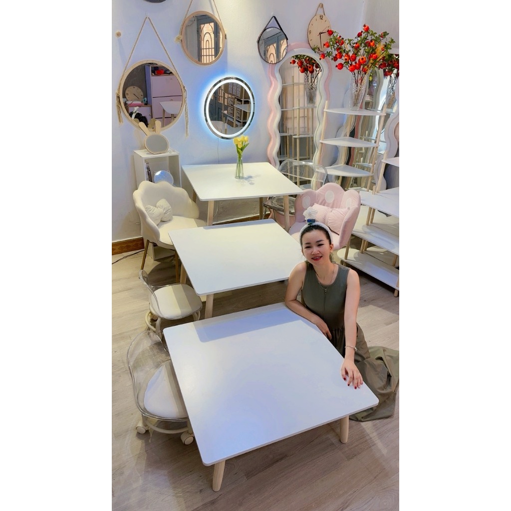 bàn vuông bàn ăn cơm gấp gọn bàn trà sofa kích thước 80x80cm có nhiều kích thước chân gấp gọn chắc chắn Nhu Y Decor | BigBuy360 - bigbuy360.vn