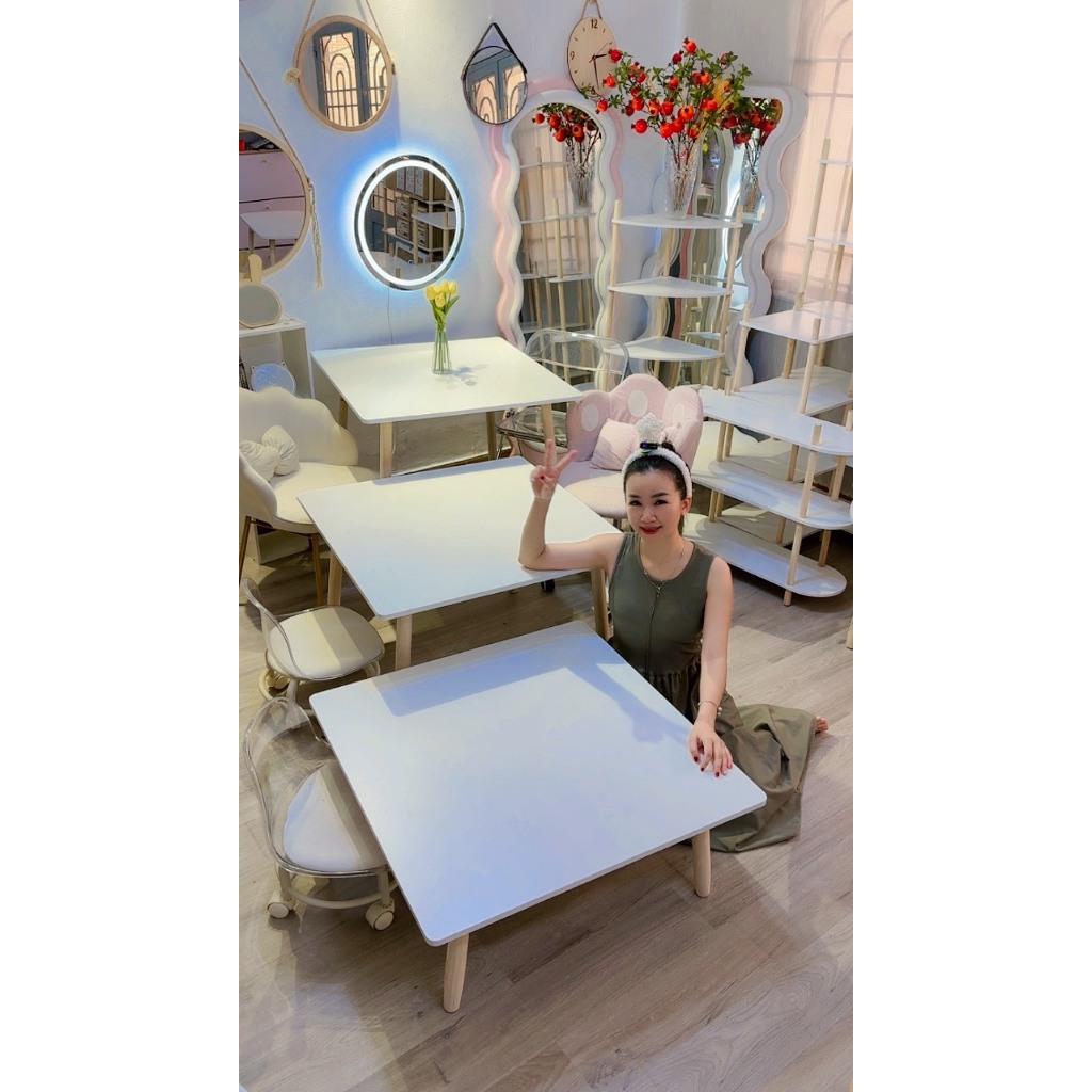 bàn vuông bàn ăn cơm gấp gọn bàn trà sofa kích thước 80x80cm có nhiều kích thước chân gấp gọn chắc chắn Nhu Y Decor | BigBuy360 - bigbuy360.vn