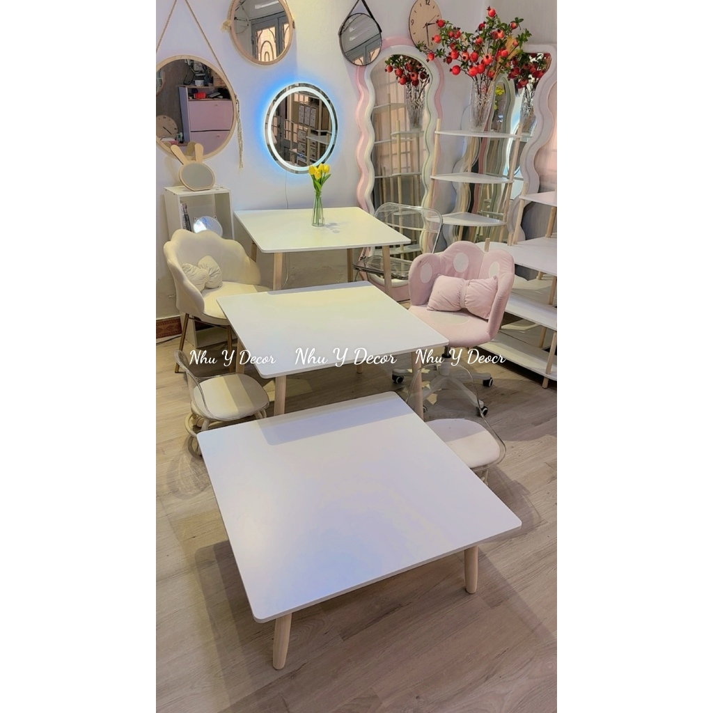bàn vuông bàn ăn cơm gấp gọn bàn trà sofa kích thước 80x80cm có nhiều kích thước chân gấp gọn chắc chắn Nhu Y Decor | BigBuy360 - bigbuy360.vn