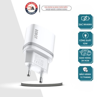 Cốc sạc 1 cổng usb robot rt-k7, kèm cáp micro 1m, an toàn và tiện lợi, công suất 10w, hàng chính hãng bh 12 tháng