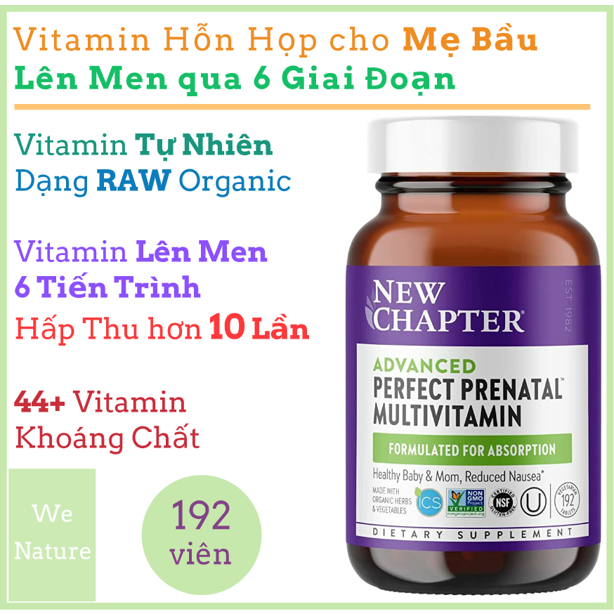 Vitamin Khoáng Chất Cho Mẹ Bầu 192 Viên - Folate D3 K2 - Naturelo - Garden Of Life - Prenatal - Mykind Organic