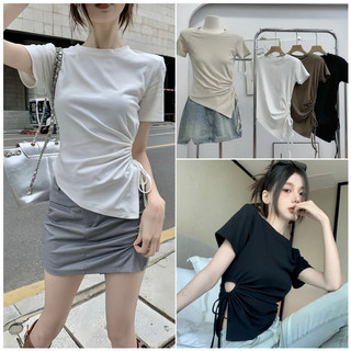 Áo thun nữ bigsize 45-85kg chất thun gân tăm cột eo 1 bên