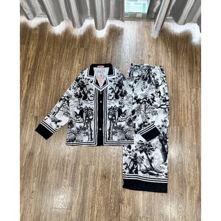 (40-58kg) Pijama lụa xước rừng đen
