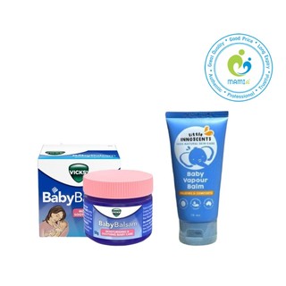 Bộ sản phẩm dầu bôi ấm ngực chống cảm cho bé từ 3 tháng tuổi Vicks Baby Balsam (50g)/Little Innoscents Organic (75ml) Úc