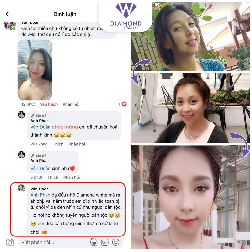 Viên uống trắng da Diamond white chính hãng, trắng da, mờ nám tàn nhang
