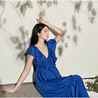 [ SALE] Đầm suông dáng dài phối bèo trẻ trung, váy đầm maxi xinh