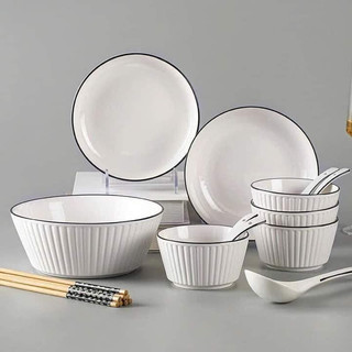 Bộ bát 16 món bát đĩa thìa đũa sứ xương màu trắng cao cấp