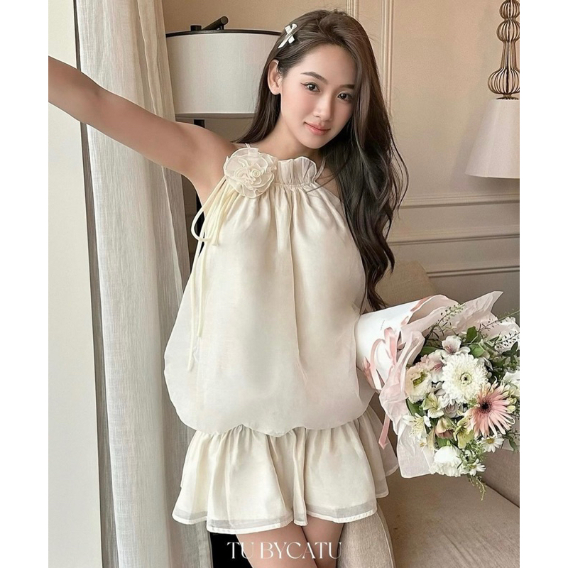 Yếm váy tơ đính nơ (tặng kèm quần) V125 /Shyncloset | BigBuy360 - bigbuy360.vn