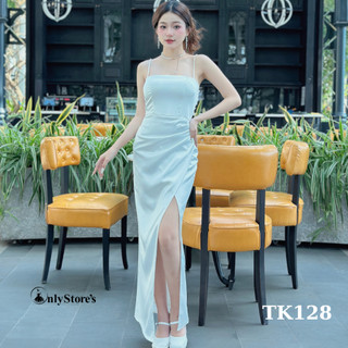 TK128 Đầm lụa hai dây dáng dài xẻ tà sang trọng