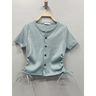 Áo cardigan croptop thun gân nút bấm - rút eo. vnxk