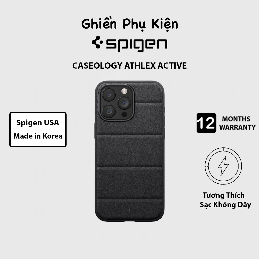 Ốp Lưng Spigen Caseology Athlex Active Black Dành Cho iPhone 15 Pro Max - Hàng Chính Hãng