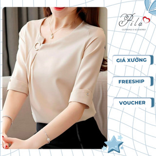 Áo kiểu nữ tay lỡ cổ cách điệu,áo kiểu nữ phom rộng,áo kiểu chất vải không nhăn, áo kiểu nữ Pila