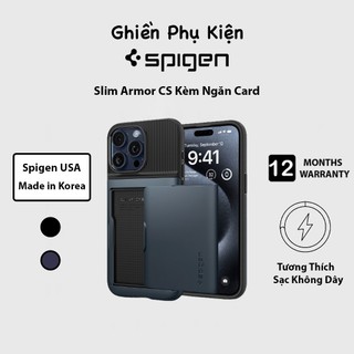Ốp lưng spigen slim armor cs ngăn đựng thẻ card dành cho iphone 15/14 series