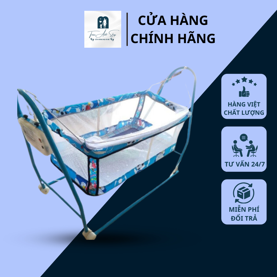 Nôi điện võng xếp cho bé, võng điện trẻ em chất liệu an toàn cho bé, đầy đủ màn chắn và khung chắc chắn, cực bền