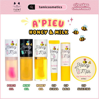 Bộ Dưỡng Môi Mật Ong Apieu Honey & Milk Lip Balm / Lip Scrub / Lip Oil / Lip Sleeping Pack