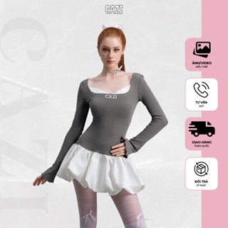 Cazi - Váy cổ u chân peplum phồng - Swan Lake Ballet Dress phong cách cổ điển, thanh lịch siêu tôn dáng