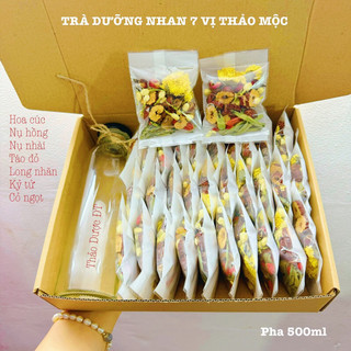 Hộp 30 gói trà dưỡng nhan 7 vị - tặng bình thuỷ tinh