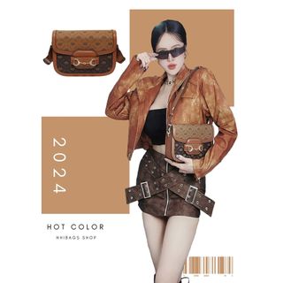Nhibags Shop -Túi xách nữ đeo chéo Hà Hồ dáng yên ngựa, da PU cao cấp Size 23