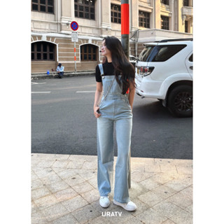 Quần yếm jean suông nữ dáng dài URATV