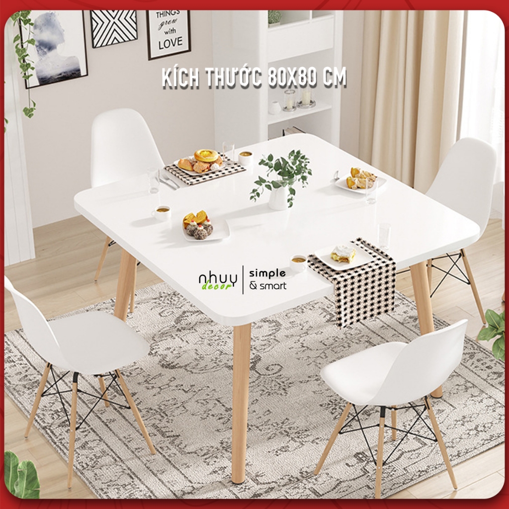 bàn vuông bàn ăn cơm gấp gọn bàn trà sofa kích thước 80x80cm có nhiều kích thước chân gấp gọn chắc chắn Nhu Y Decor | BigBuy360 - bigbuy360.vn
