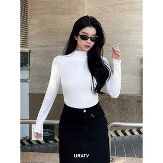 Áo thun nữ body suit cổ lọ tay dài URATV