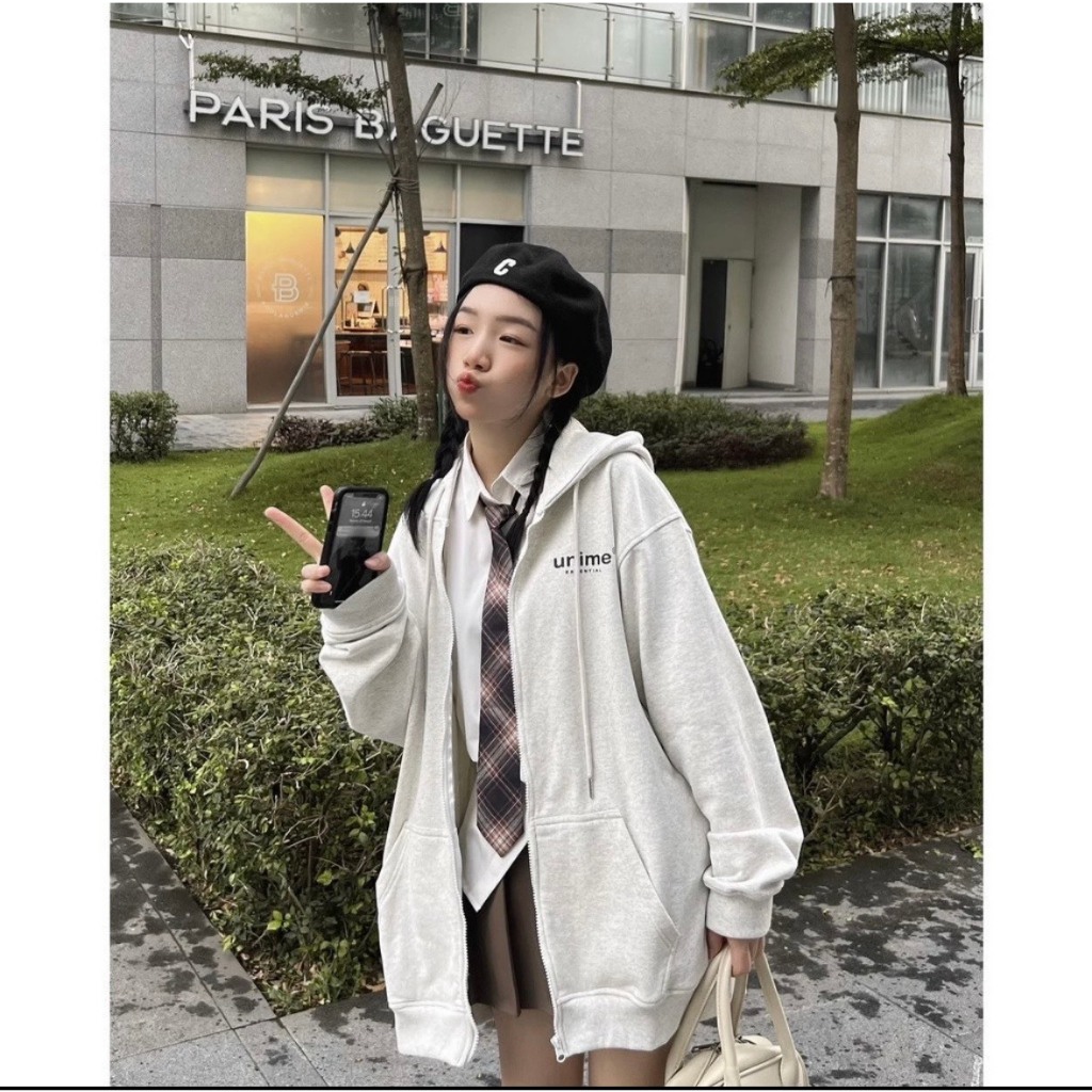 Áo Hoodie ZIP nỉ from rộng unisex basic Họa Tiết In chữ UNIME phong cách nam nữ mặc dều đẹp