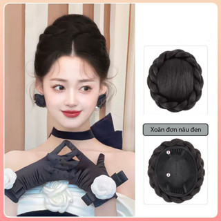  Tóc giả búi đầu tròn tết ngoài Phong cách tiểu thử kiểu búi đầu cô dâu 358708 